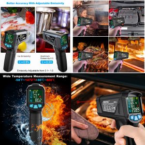 IR02C Digital Portable Non Contact IR Laser system Hand Held Thermometer with Temperature Probe for Industry and home use