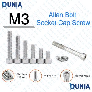 M3 Allen Bolts 8mm 10mm 12mm 16mm 20mm 25mm 30mm 40mm 50mm Fully Threaded Stainless Steel Socket Cap Screws