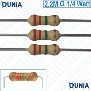 2.2M ohm 1/4 watt Quarter watt Resistor ±5% 2.2MΩ 2.2 Mega ohms Carbon Film Resistance
