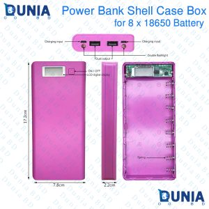 Power Bank Shell Case Box for 8 x 18650 Battery with dual USB port and LED light