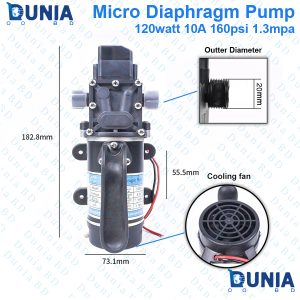 Portable Household Small Pumps 120-160W Safety High Pressure Miniature Water Pump Diaphragm Self-priming DC 12V-24V 130PIS