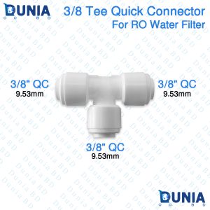 3/8" inch Tee Quick Connector Push to Connect Plastic Fittings for Reverse Osmosis System