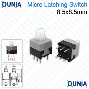 8.5x8.5mm 6 Pin Push Tactile Power Micro Button Switch Self Locking and Unlocking