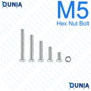 M5 SS Stainless Steel Hex Head Nut Bolts