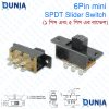6 Pin Mini SPDT Slider Switch Two Position PCB Mounable