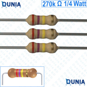 270k ohm 1/4 watt Quarter watt Resistor ±5% 270kΩ 270 Kohms 270000 ohms Carbon Film Resistance