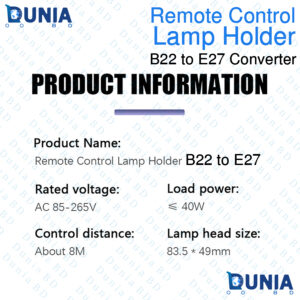 Wireless Remote Control B22 to E27 Conversion Lamp Holder AC 220V with Remote