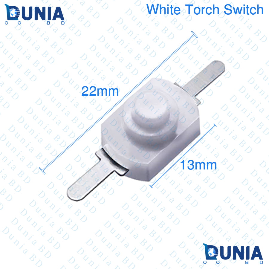 DC Mini White Torch Pushbutton (Latching Switch) Self Lock Switch