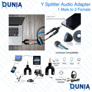 3.5mm 3 In 1 U Shape Jack Audio Connector Stereo Headphone Earphone Y Splitter Adapter Compatible With Phone PC