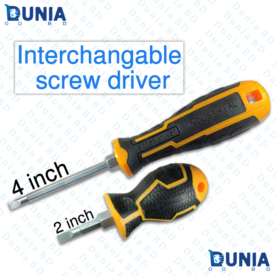 Interchangeable 2inch 4inch 2 in 1 Mini Screw Driver Phillips & Flat