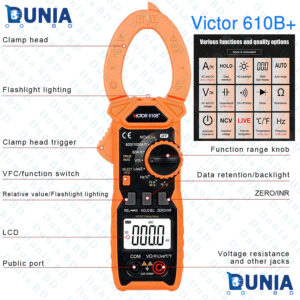 Victor 610B+ True RMS Digital Clamp Meter with Flashlight 1000V 1000A Multimeter for Electricians