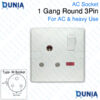 Electrical AC Wall Socket 250V 15A Round 3Pin 1Gang For Air Conditioner & Heavy Use