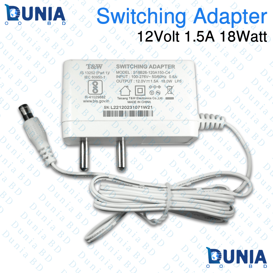 12V 1.5A Switching Adapter for ONU Router 18W Power Supply