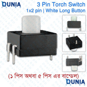 3 Pin Torch Switch 1x2 White Long Button Torch Flashlight Push Button Switch