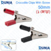 50mm Crocodile Clips with Screw Terminals Red Black Pair - Nickel Plated Alligator Test Leads for Electrical Testing & Projects