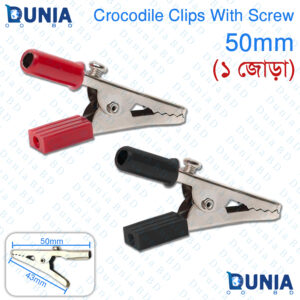 50mm Crocodile Clips with Screw Terminals Red Black Pair - Nickel Plated Alligator Test Leads for Electrical Testing & Projects