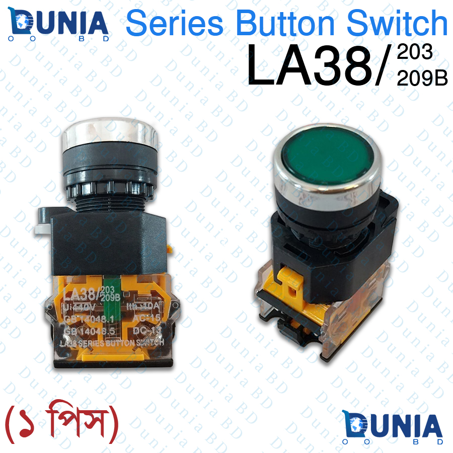 LA38/203 209B Series Push Button Switch 22mm Green Industrial Series Button Switch