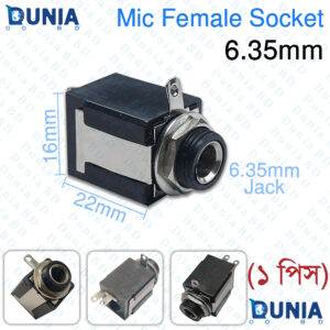 6.35mm Mic Socket Female Stereo Microphone Jack Panel Mount
