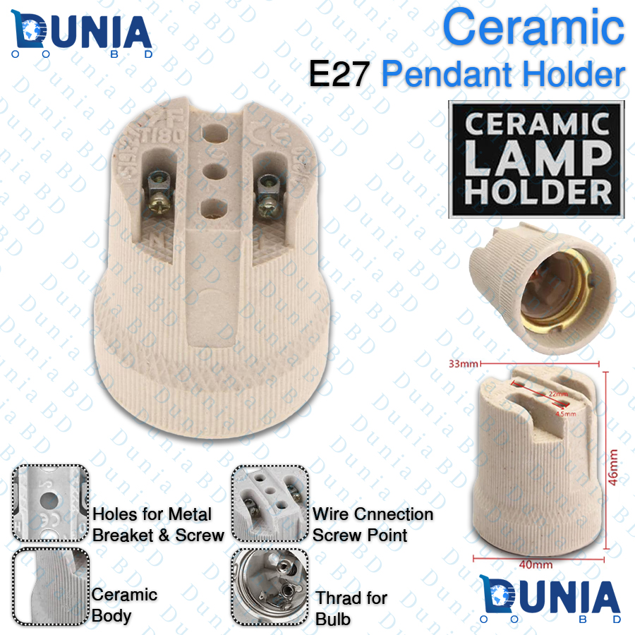 E27 Ceramic Pendant Lamp Holder Heat Resistant 300°C Socket