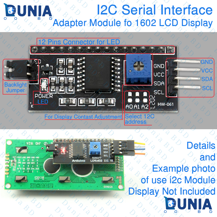 I2C Module for 1602 LCD Display Address Changeable PCF8574