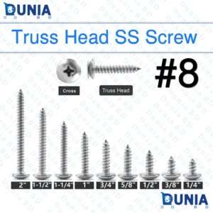 #8x1/2 Sheet Metal SS Screws Phillips Truss Head Self Tapping Tip for Wood, Furniture Water Filter