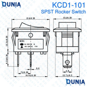 KCD1-101 SPST Rocker Switch 6A 250V AC ON-OFF