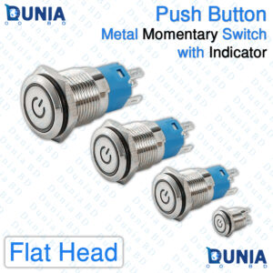 12mm 16mm 19mm Metal Momentary Push Button Switch with LED Indicator Waterproof Power Symbol