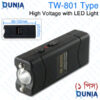 TW-801 Type Electric Taser Flashlight High Voltage Self Defense Taser with LED Torch Light
