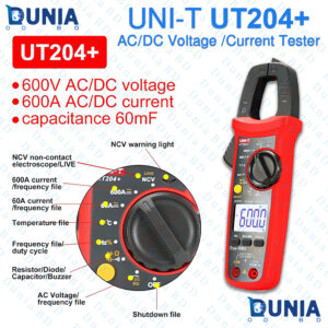 UNI-T UT204+ Digital Clamp Meter True RMS AC/DC 600A/600V Multimeter with Temperature & NCV