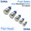 Metal Momentary Push Button Switch 12mm 16mm 19mm Plain Flat Head Waterproof (NO LED)