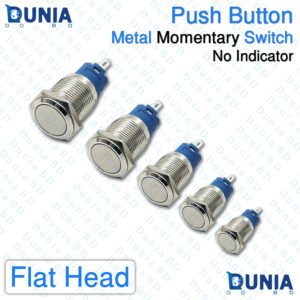 Metal Momentary Push Button Switch 12mm 16mm 19mm Plain Flat Head Waterproof (NO LED)