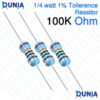 100k ohm 1/4 Watt Resistor Quarter watt 1% 100kΩ 100 Kohms 100000 Metal Film Resistance