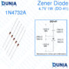 4.7V Zener Diode 1W One Watt 4.7 Volt DO-41 1N4732A