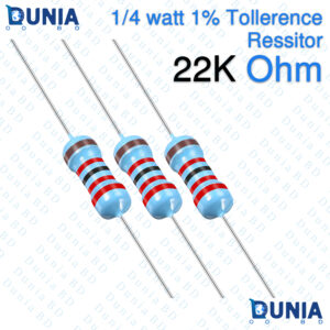 22k ohm 1/4 Watt Resistor Quarter watt 1% 22kΩ 22 Kohms 22000 ohms Metal Film Resistance