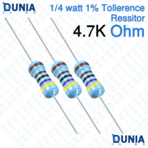 4.7k ohm 1/4 Watt Resistor Quarter watt 1% 4.7kΩ 4.7 Kohms 4700 ohms Metal Film Resistance