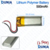 500mAh Lithium Polymer Battery 3.7Volt LiPo Rechargeable Cell with Wire (Rectangle Thin Cell) For Remote Headphone Camera & DIY Work