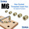 M6 Threaded Insert Nut Hex Socket for Wood & Furniture 13mm