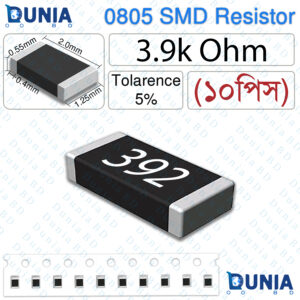 3.9K Ohm 392 0805 SMD Resistor 1/8W ±5% Tolerance Kilo Ohm Chip Resistor for Precision Dividers and PullUp Circuits