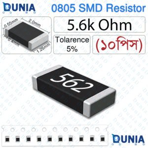 5.6K Ohm 562 0805 SMD Resistor 1/8W ±5% Tolerance Kilo Ohm Chip Resistor for Sensor Dividers and Digital PullUp