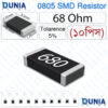 68 Ohm 680 0805 SMD Resistor 1/8W ±5% Tolerance High-Stability Chip Resistor for Current Limiting and Pull-Up