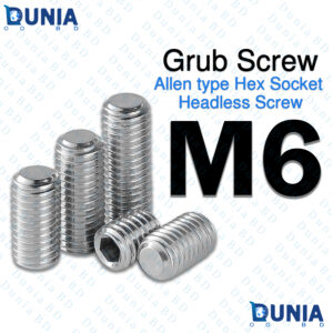 M6 Grub Screw Stainless Steel Flat Point