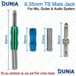 6.35mm TS Male Jack Plug 1/4 Inch Stereo Connector for Guitar Microphone Amplifier Audio Cable