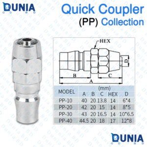 PP Series Quick Coupler Plug Pneumatic Hose Barb Online in Bangladesh 6mm, 8mm, 10mm, 12mm