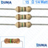 15 ohm 1/4 watt Quarter watt Resistor ±5% 15Ω 15 ohms Carbon Film Resistance
