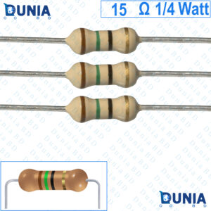 15 ohm 1/4 watt Quarter watt Resistor ±5% 15Ω 15 ohms Carbon Film Resistance