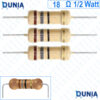 18 ohm 1/2 watt Half watt Resistor ±5% 18Ω 18 ohms 18 ohms Carbon Film Resistance