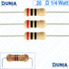 20 ohm 1/4 watt Quarter watt Resistor ±5% 20Ω 20 ohms Carbon Film Resistance