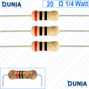 20 ohm 1/4 watt Quarter watt Resistor ±5% 20Ω 20 ohms Carbon Film Resistance