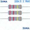 220k ohm 2 watt Two watt Resistor ±5% 220kΩ 220 Kohms 220000 ohms Metal Oxid Film Resistance