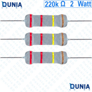 220k ohm 2 watt Two watt Resistor ±5% 220kΩ 220 Kohms 220000 ohms Metal Oxid Film Resistance